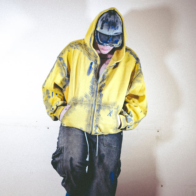 Sweat à capuche jaune à oeillet - AETHER MalAnge clothing