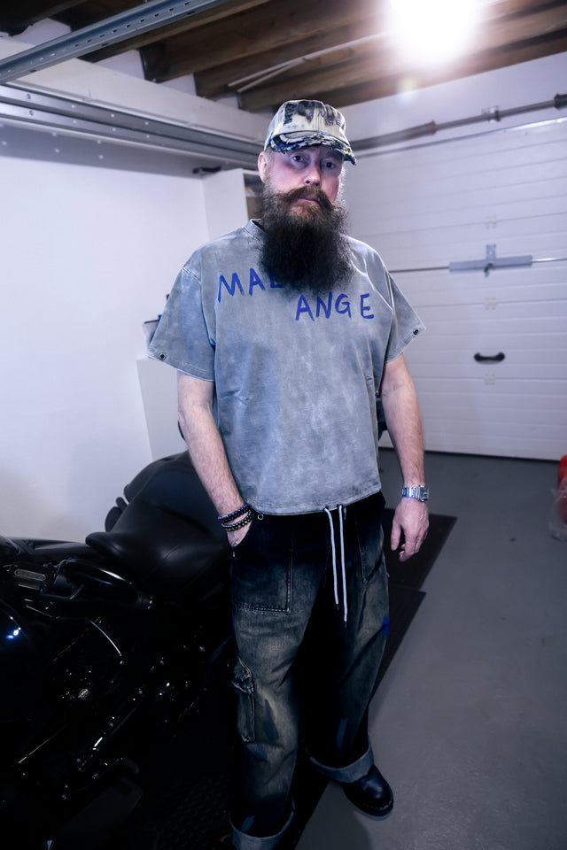 Tee-Shirt gris délavé à cordons - AETHER MalAnge clothing