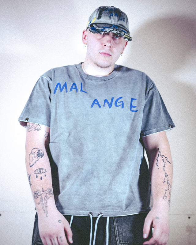 Tee-Shirt gris délavé à cordons - AETHER MalAnge clothing